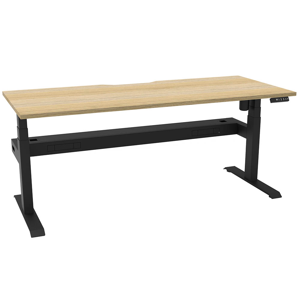 RAPIDLINE BOOST LIGHT SINGLE SIDED WORKSTATION WITH CABLE TRAY 1200MM NATURAL OAK TOP / BLACK FRAME