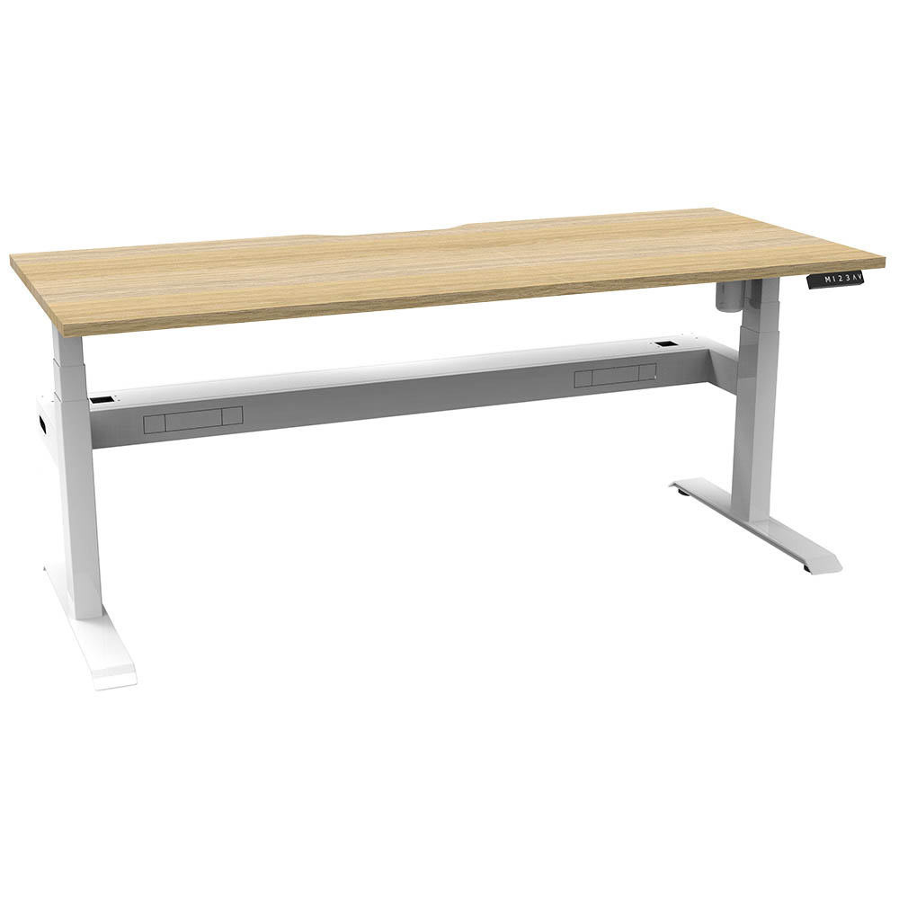 RAPIDLINE BOOST LIGHT SINGLE SIDED WORKSTATION WITH CABLE TRAY 1200MM NATURAL OAK TOP / WHITE FRAME