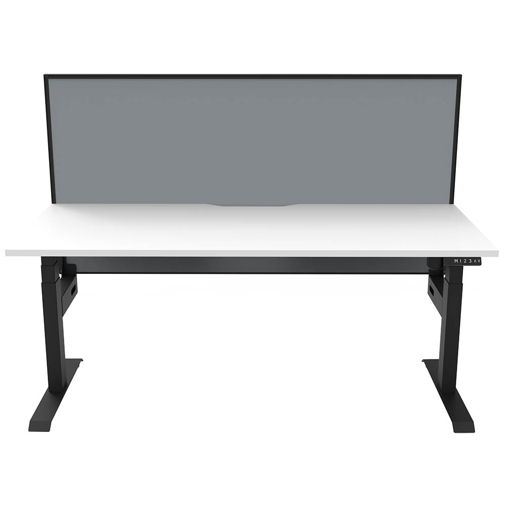 RAPIDLINE BOOST LIGHT SINGLE SIDED WORKSTATION WITH SCREEN 1200MM NATURAL WHITE TOP / BLACK FRAME / GREY SCREEN