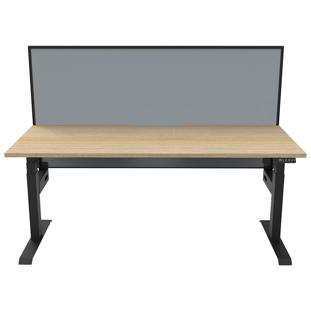 RAPIDLINE BOOST LIGHT SINGLE SIDED WORKSTATION WITH SCREEN 1800MM NATURAL OAK TOP / BLACK FRAME / GREY SCREEN