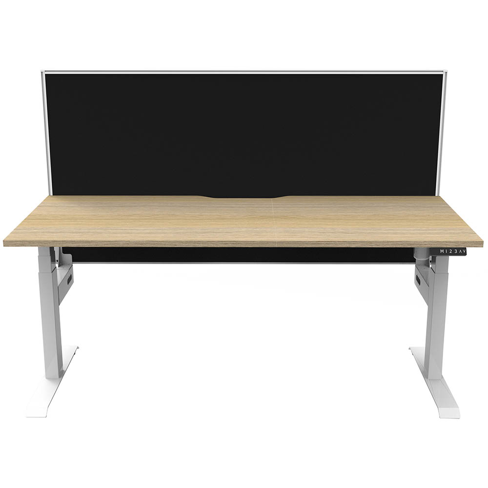RAPIDLINE BOOST LIGHT SINGLE SIDED WORKSTATION WITH SCREEN 1800MM NATURAL OAK TOP / WHITE FRAME / BLACK SCREEN