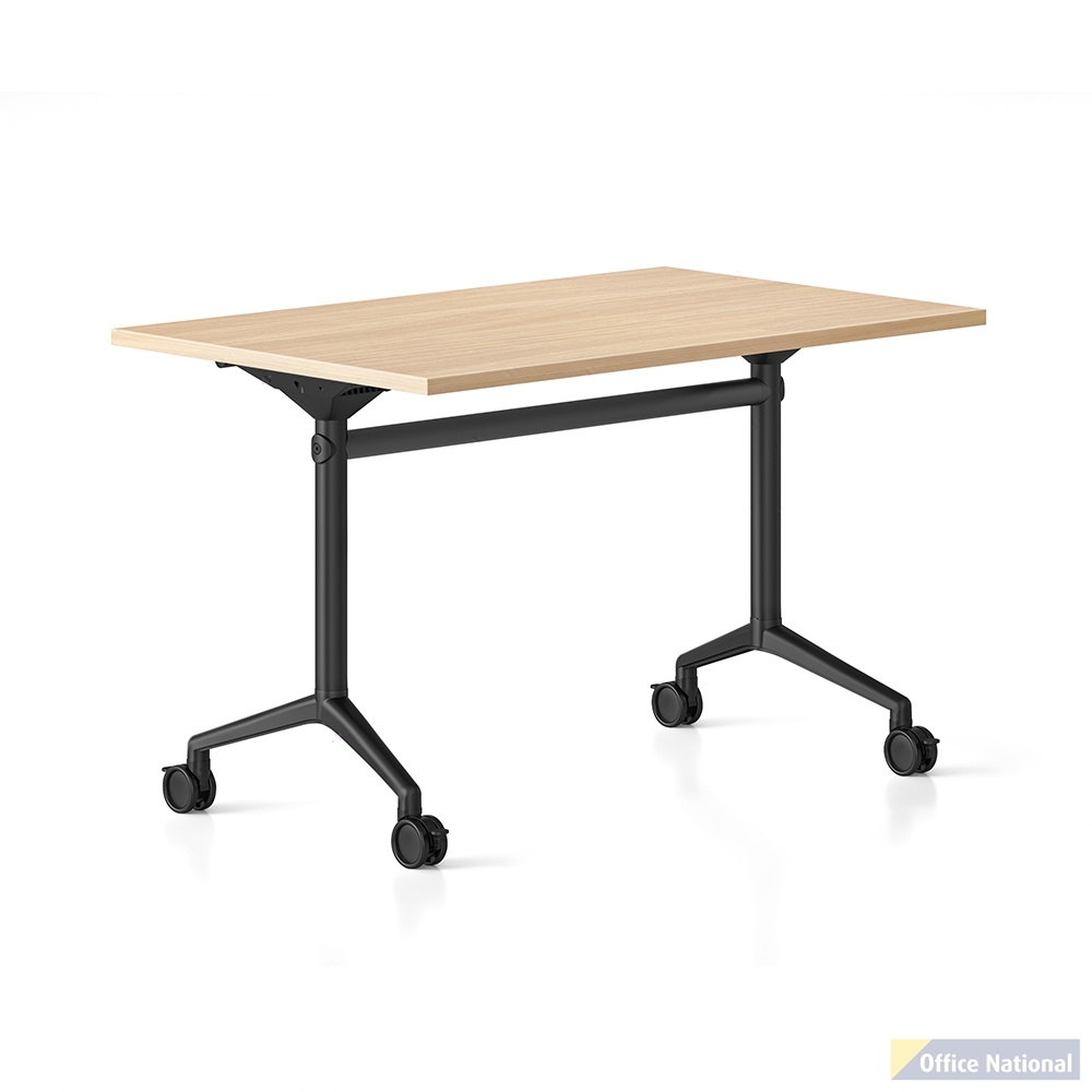 RAPIDLINE TYPHOON FLIP TOP TABLE 1500 X 750MM NATURAL OAK TOP AND BLACK P/C ALL OVER FRAME