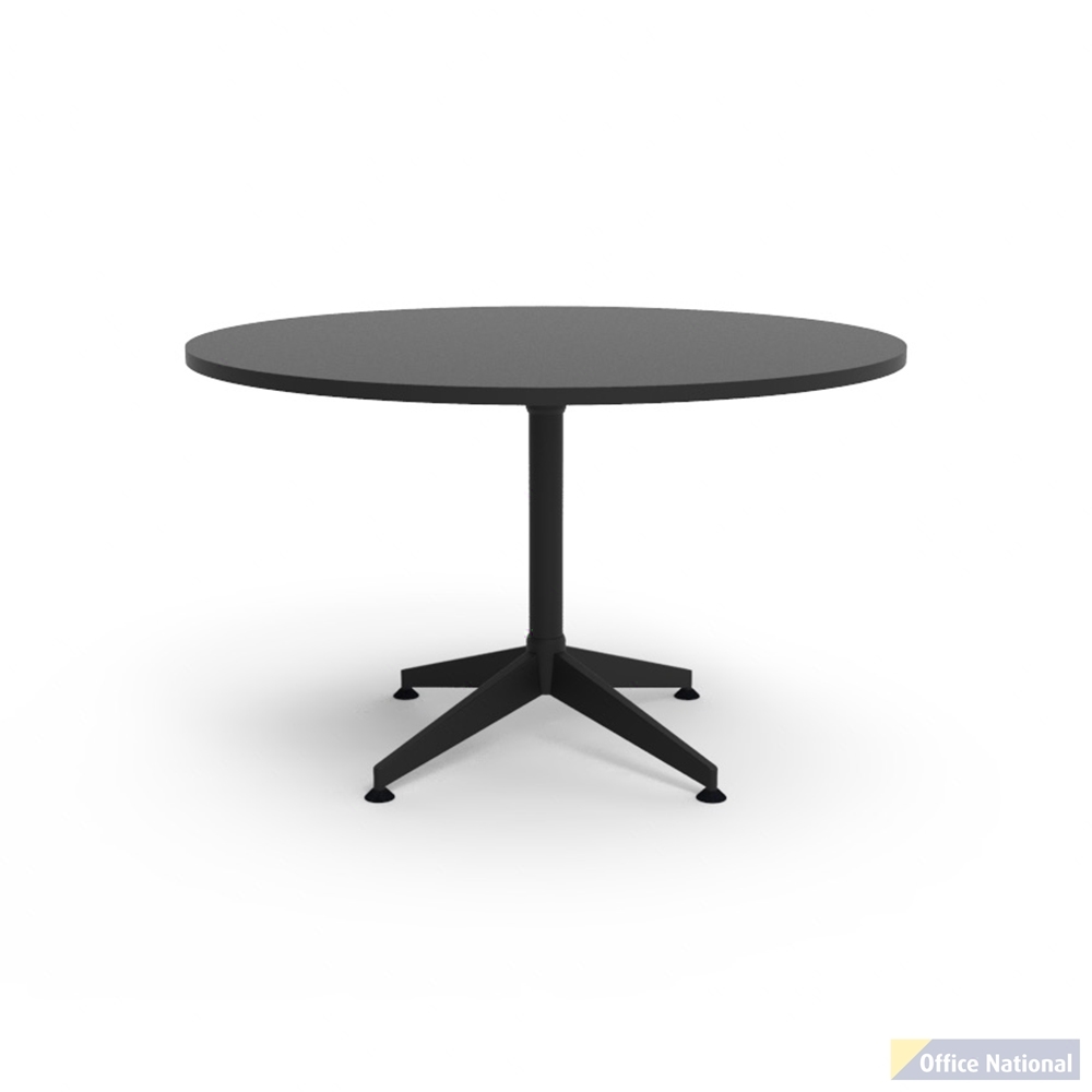 RAPIDLINE TYPHOON MEETING TABLE 4 STAR ROUND 1200MM BLACK TOP AND BLACK P/C ALL OVER FRAME