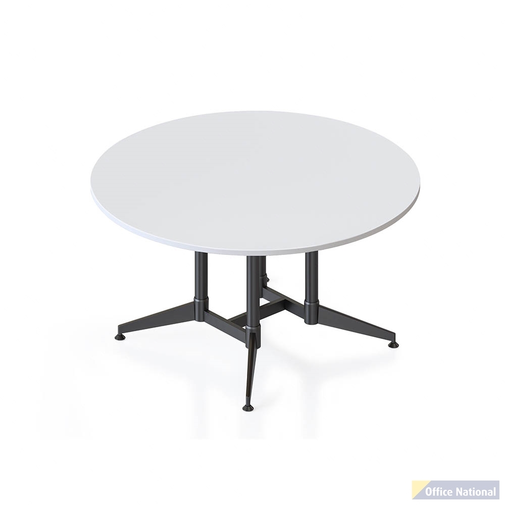 RAPIDLINE TYPHOON MEETING TABLE ROUND 1500 X 750MM NATURAL WHITE TOP AND BLACK P/C ALL OVER FRAME