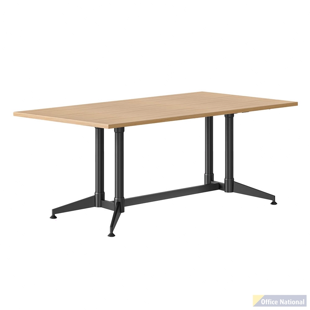 RAPIDLINE TYPHOON MEETING AND BOARDROOM TABLE RECTANGLE 1800 X 750MM NATURAL OAK TOP AND BLACK P/C ALL OVER FRAME