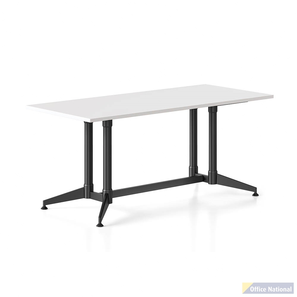 RAPIDLINE TYPHOON MEETING AND BOARDROOM TABLE RECTANGLE 1800 X 900MM NATURAL WHITE TOP AND BLACK P/C ALL OVER FRAME