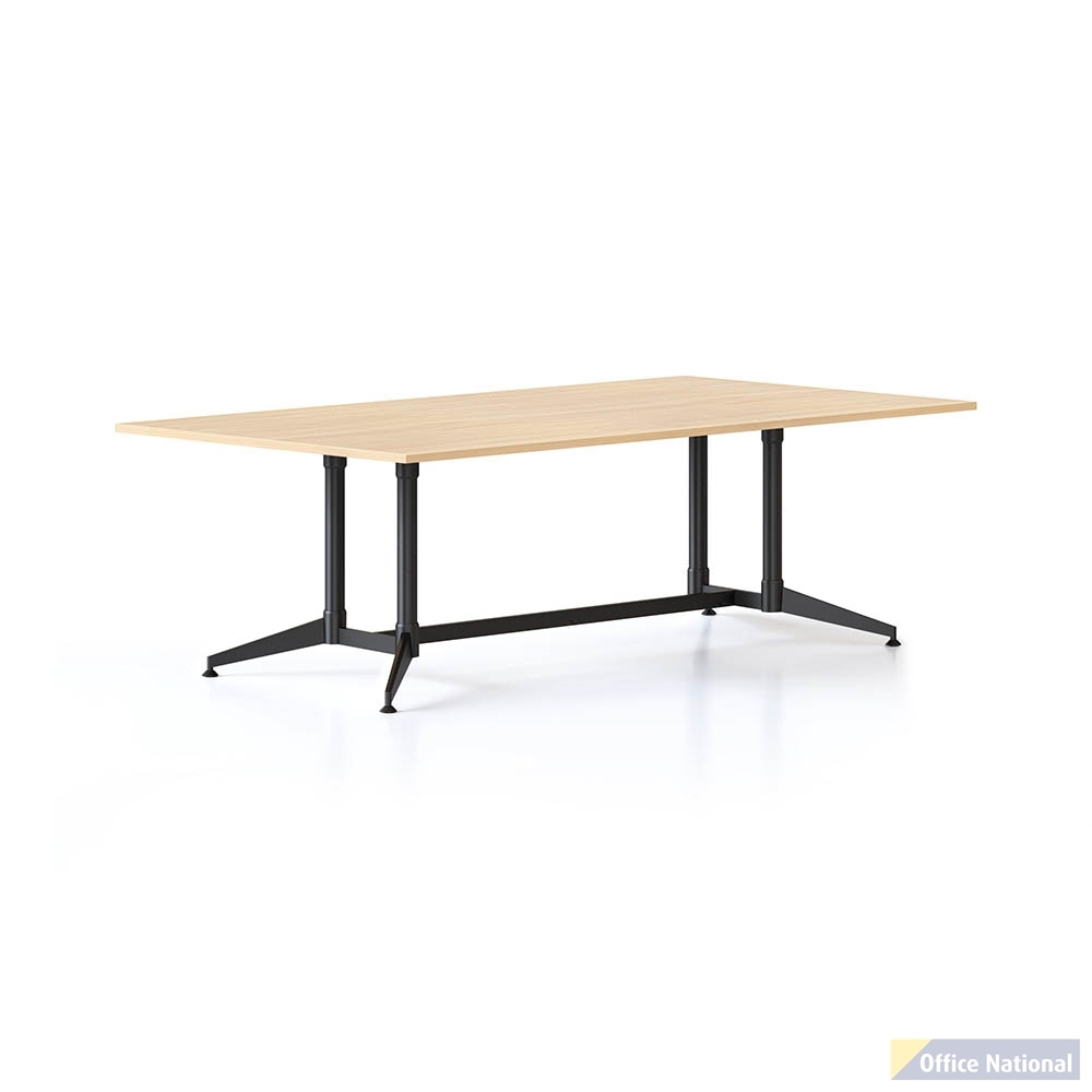 RAPIDLINE TYPHOON MEETING AND BOARDROOM TABLE RECTANGLE 2400 X 1200MM NATURAL OAK TOP AND BLACK P/C ALL OVER FRAME