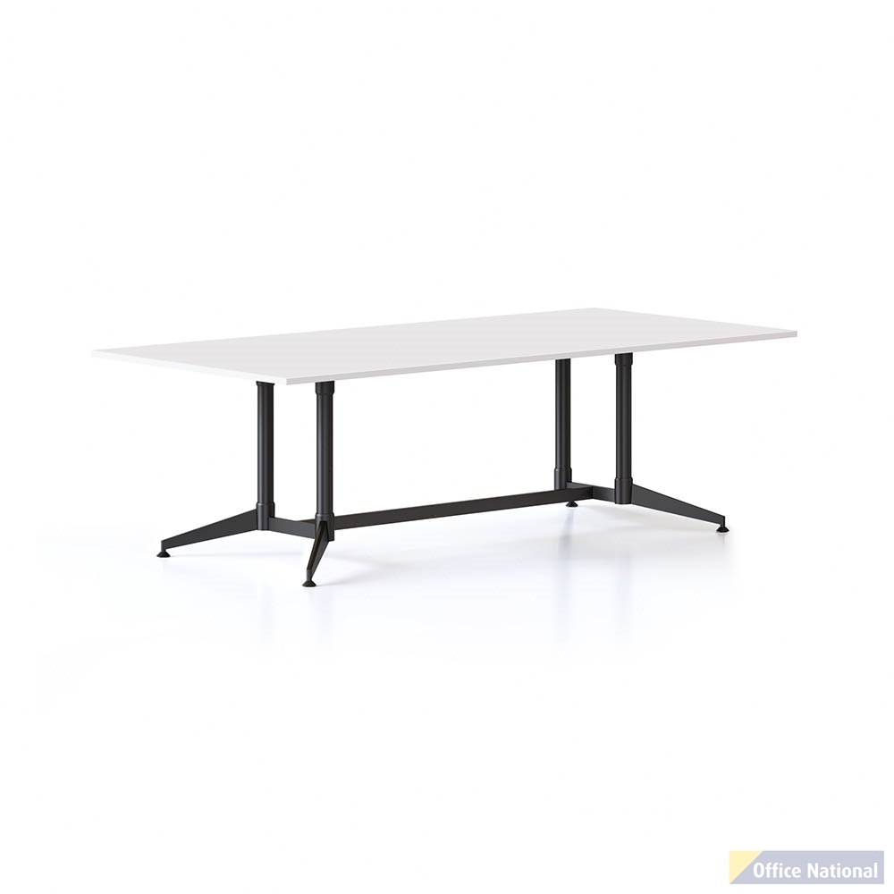 RAPIDLINE TYPHOON MEETING AND BOARDROOM TABLE RECTANGLE 2400 X 1200MM NATURAL WHITE TOP AND BLACK P/C ALL OVER FRAME