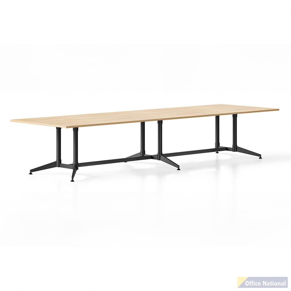 RAPIDLINE TYPHOON MEETING AND BOARDROOM TABLE RECTANGLE 3200 X 1200MM NATURAL OAK TOP AND BLACK P/C ALL OVER FRAME