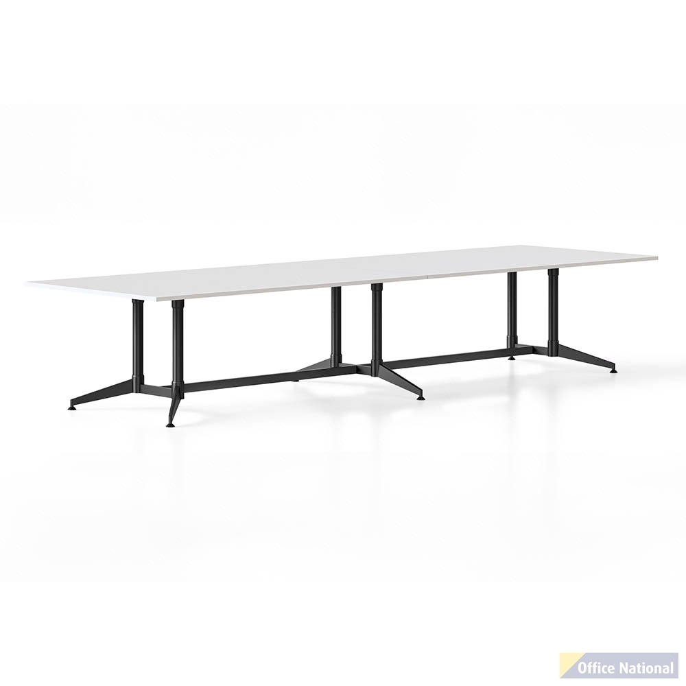 RAPIDLINE TYPHOON MEETING AND BOARDROOM TABLE RECTANGLE 3200 X 1200MM NATURAL WHITE TOP AND BLACK P/C ALL OVER FRAME