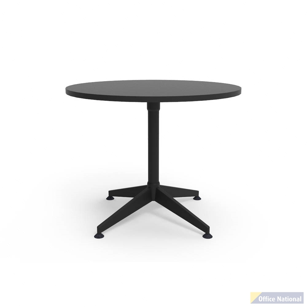 RAPIDLINE TYPHOON MEETING TABLE 4 STAR ROUND 900MM BLACK TOP AND BLACK P/C ALL OVER FRAME