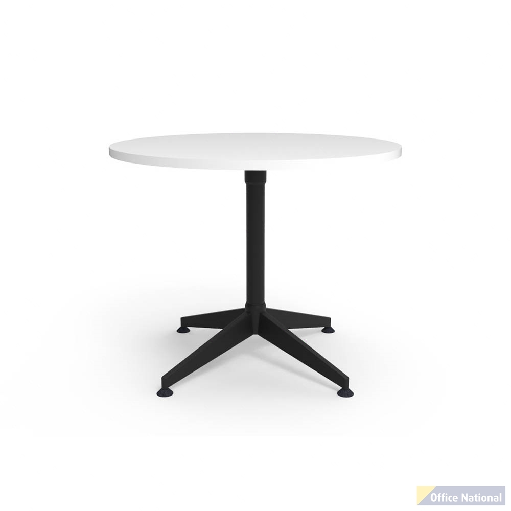 RAPIDLINE TYPHOON MEETING TABLE 4 STAR ROUND 900MM NATURAL WHITE TOP AND BLACK P/C ALL OVER FRAME