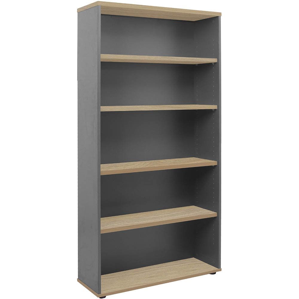 RAPID WORKER BOOKCASE 4 SHELF 900 X 315 X 1800MM OAK/IRONSTONE