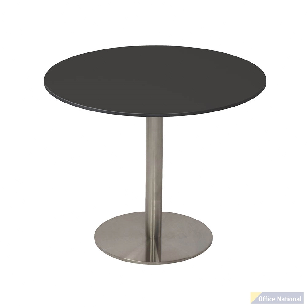 RAPIDLINE ESTILLO ROUND TABLE DISC BASE 1200 X 755MM BLACK TOP AND STAINLESS STEEL
