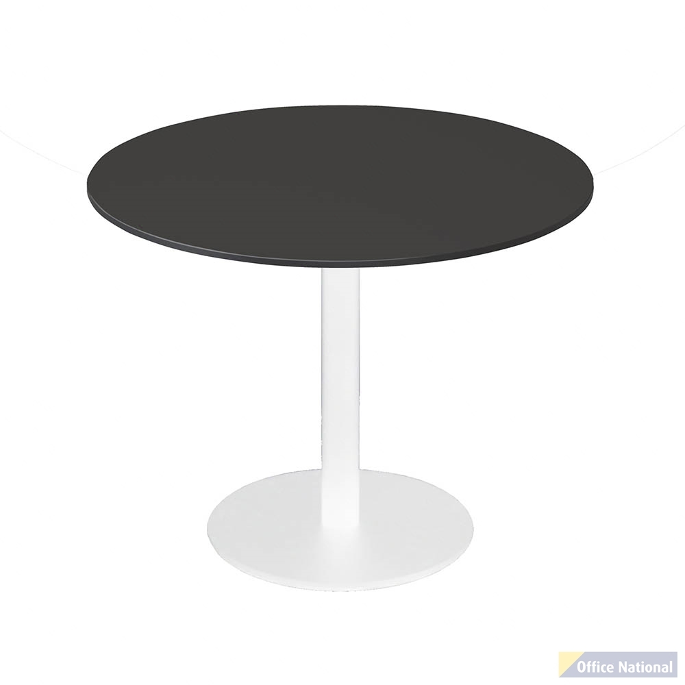 RAPIDLINE ESTILLO ROUND TABLE DISC BASE 1200 X 755MM BLACK TOP AND WHITE P/C