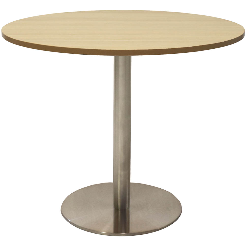 RAPIDLINE ROUND TABLE DISC BASE 900MM NATURAL OAK/STAINLESS STEEL