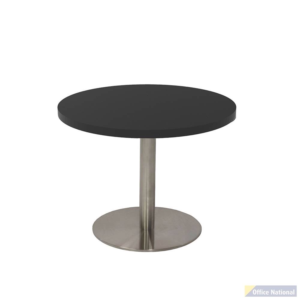 RAPIDLINE ESTILLO ROUND COFFEE TABLE 600 X 755MM BLACK TOP AND STAINLESS STEEL