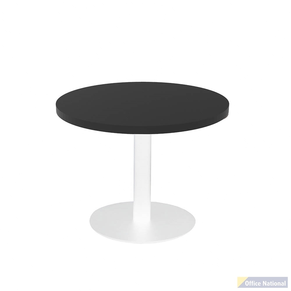 RAPIDLINE ESTILLO ROUND COFFEE TABLE 600 X 755MM BLACK TOP AND WHITE P/C