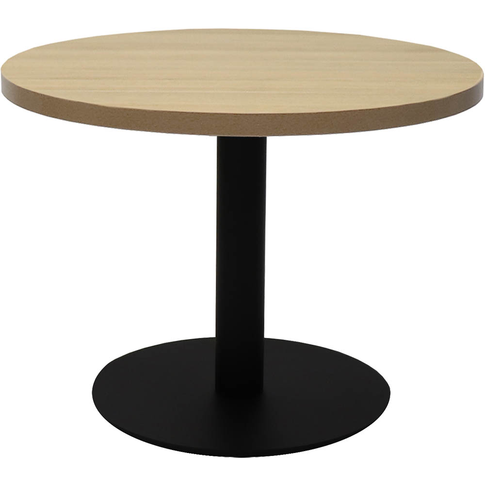 Rapidline Circular Coffee Table 600 X 425mm Natural Oak Table Top / Black Powder Coat Base