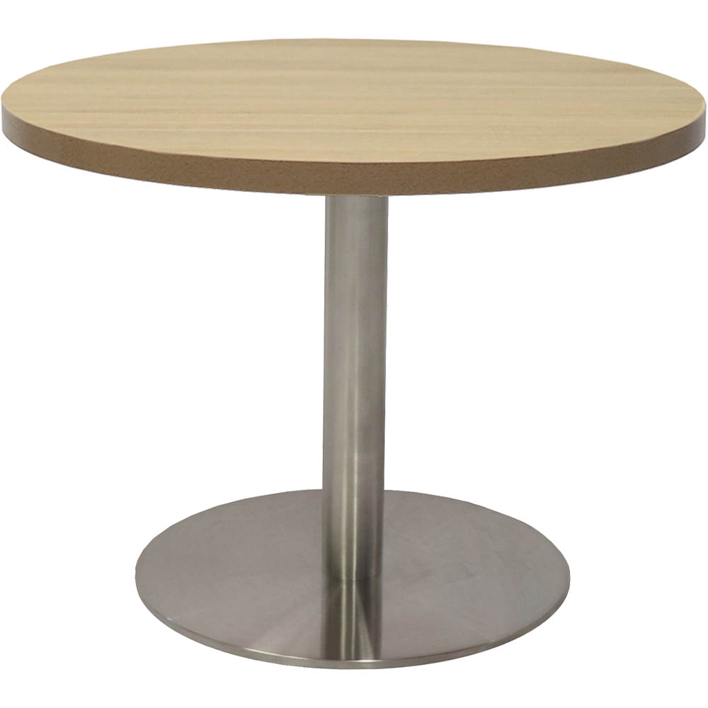 Rapidline Circular Coffee Table 600 X 425mm Natural Oak Table Top / Stainless Steel Base