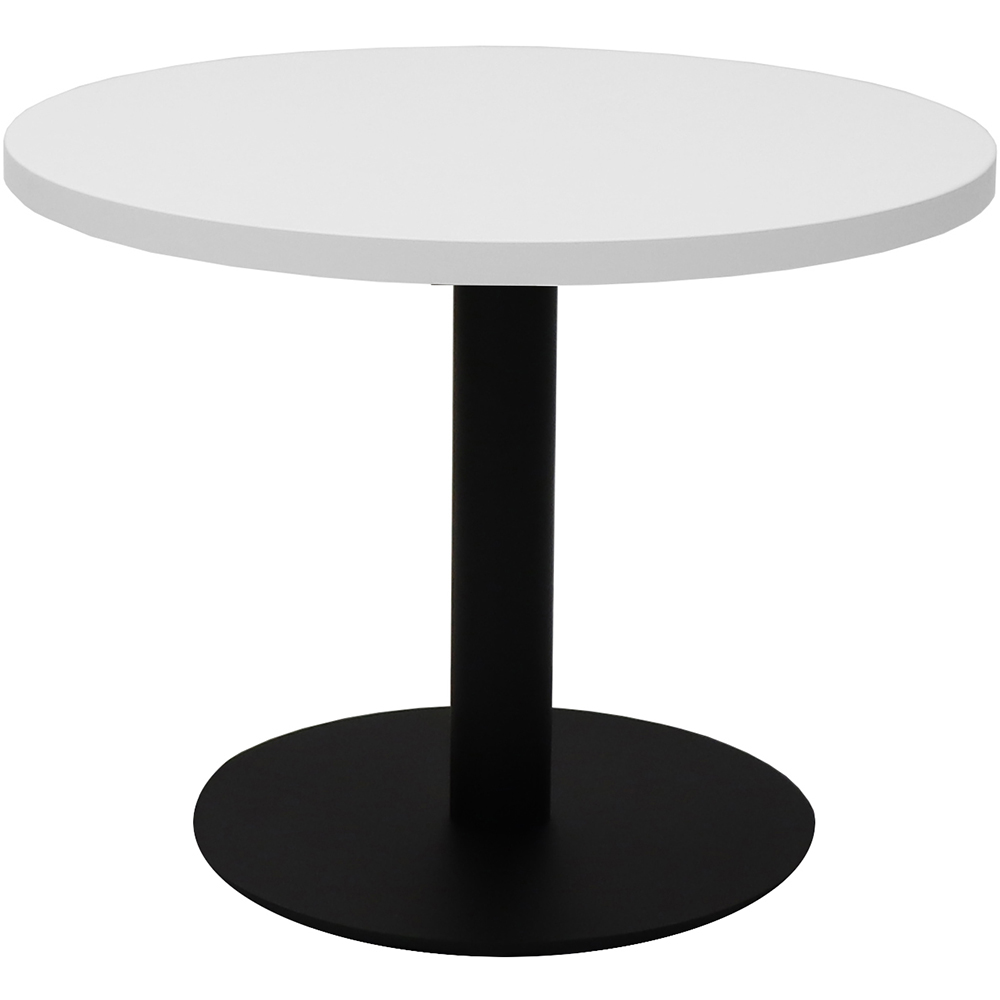 Rapidline Circular Coffee Table 600 X 425mm Natural White Table Top / Black Powder Coat Base