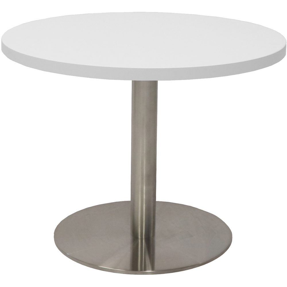 Rapidline Circular Coffee Table 600 X 425mm Natural White Table Top / Stainless Steel Base