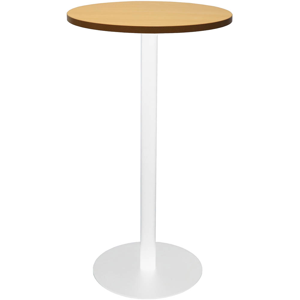 RAPIDLINE DRY BAR TABLE 600 X 1050MM BEECH COLOURED TABLE TOP / WHITE POWDER COAT BASE