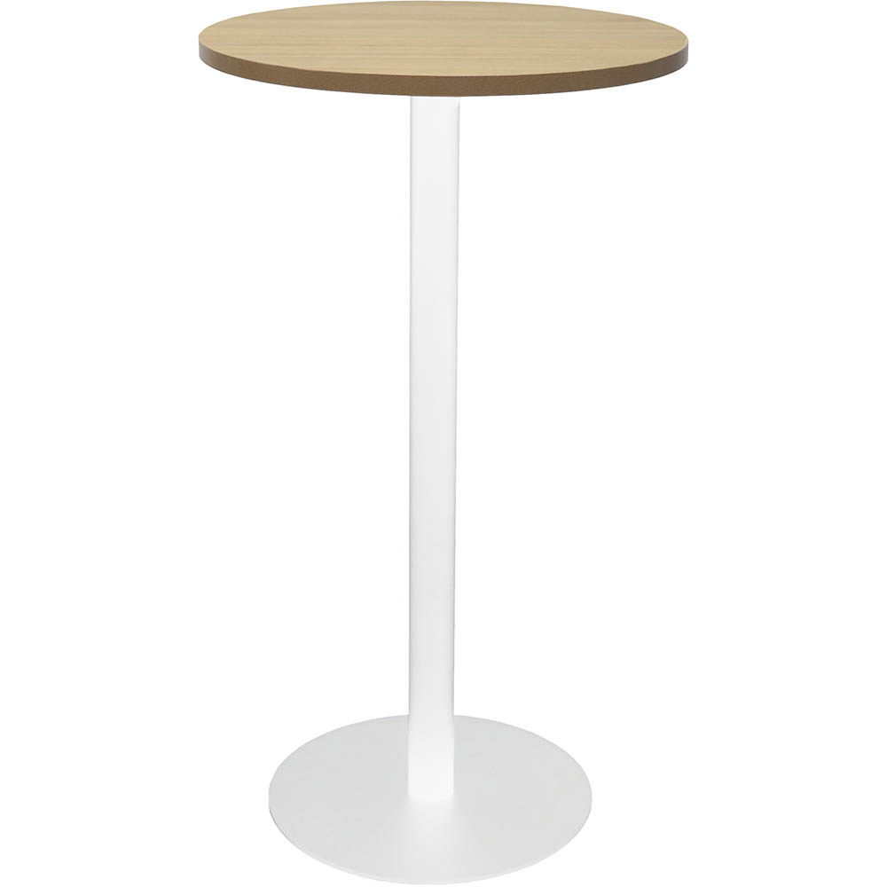Rapidline Dry Bar Table 600 X 1050mm Natural Oak Table Top / White Powder Coat Base