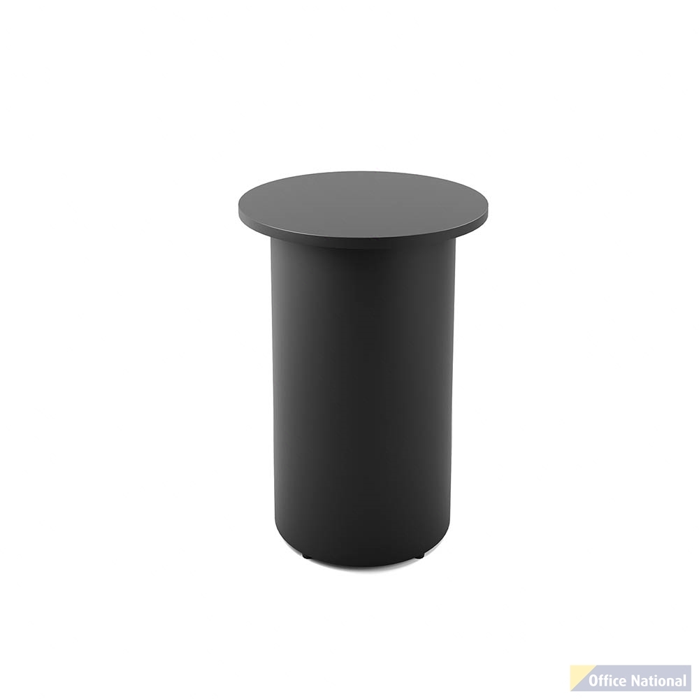 RAPIDLINE ROUND HIGH BAR TABLE DRUM BASE 600MM X 1050MM BLACK TOP AND BLACK P/C FRAME