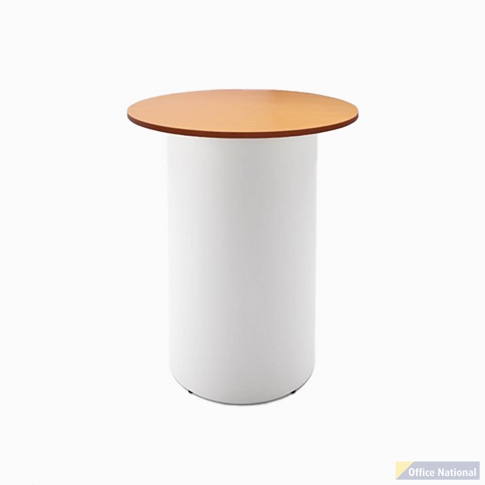 RAPIDLINE ROUND HIGH BAR TABLE DRUM BASE 900MM X 1050MM BEECH TOP AND WHITE P/C FRAME