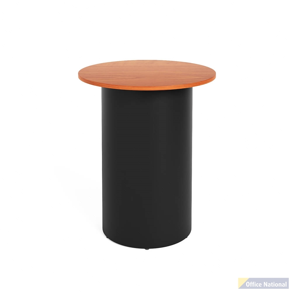 RAPIDLINE ROUND HIGH BAR TABLE DRUM BASE 900MM X 1050MM CHERRY TOP AND BLACK P/C FRAME
