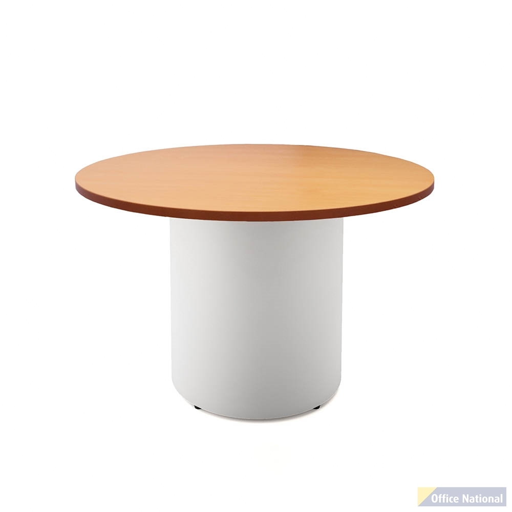 RAPIDLINE ROUND DRUM BASE TABLE 1200 X 730MM BEECH TOP AND WHITE P/C FRAME