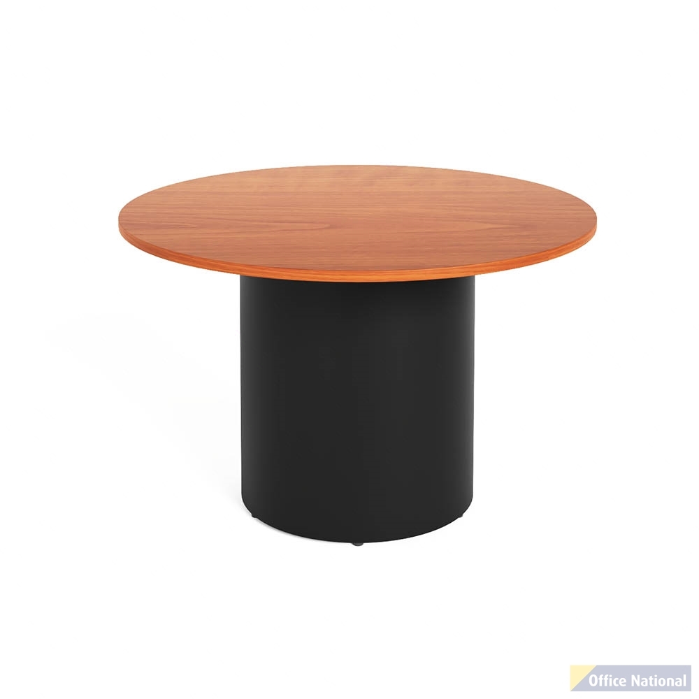 RAPIDLINE ROUND DRUM BASE TABLE 1200 X 730MM CHERRY TOP AND BLACK P/C FRAME