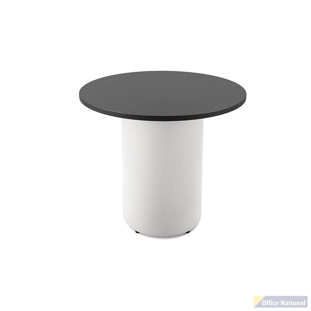 RAPIDLINE ROUND DRUM BASE TABLE 900 X 730MM BLACK TOP AND WHITE P/C FRAME
