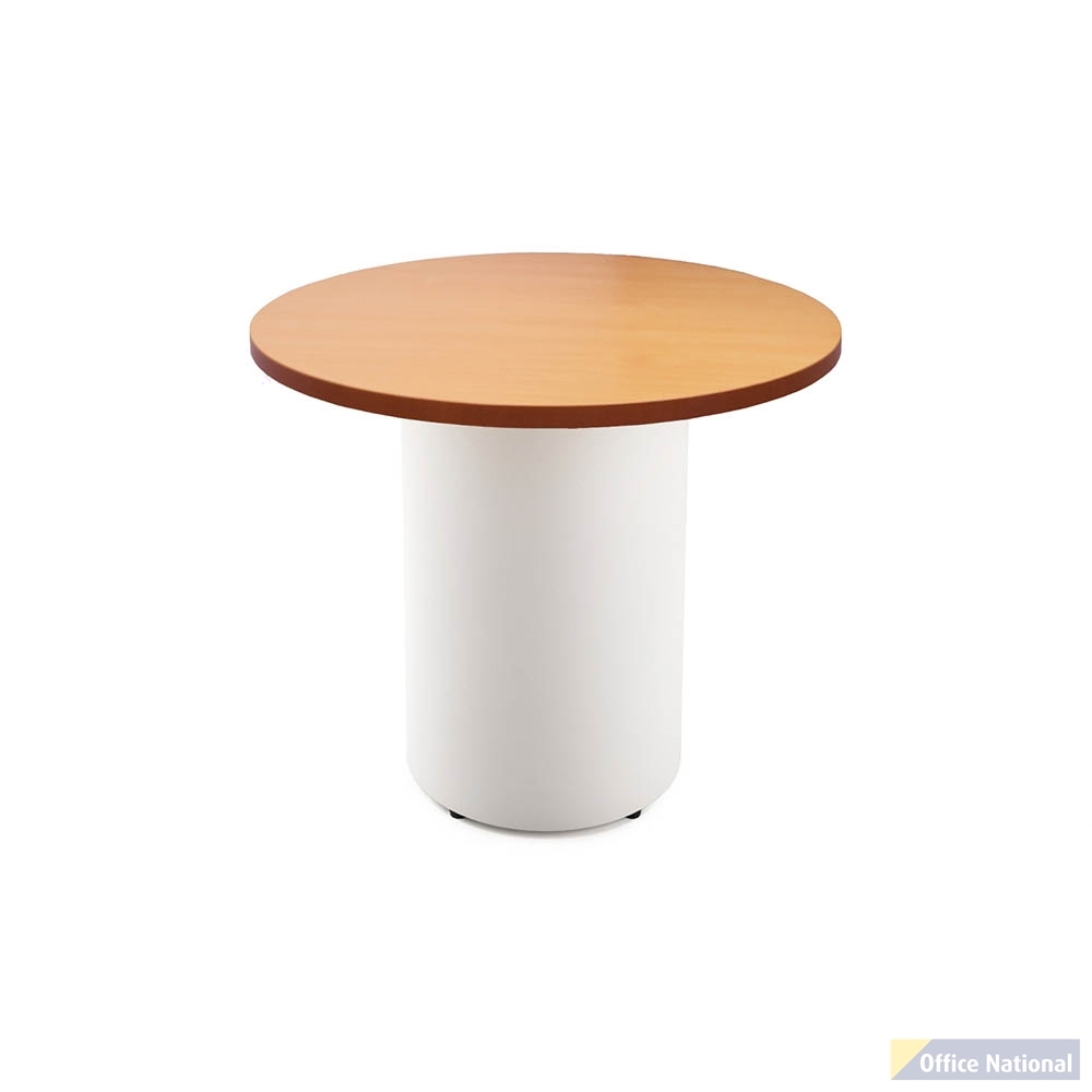 RAPIDLINE ROUND DRUM BASE TABLE 900 X 730MM BEECH TOP AND WHITE P/C FRAME