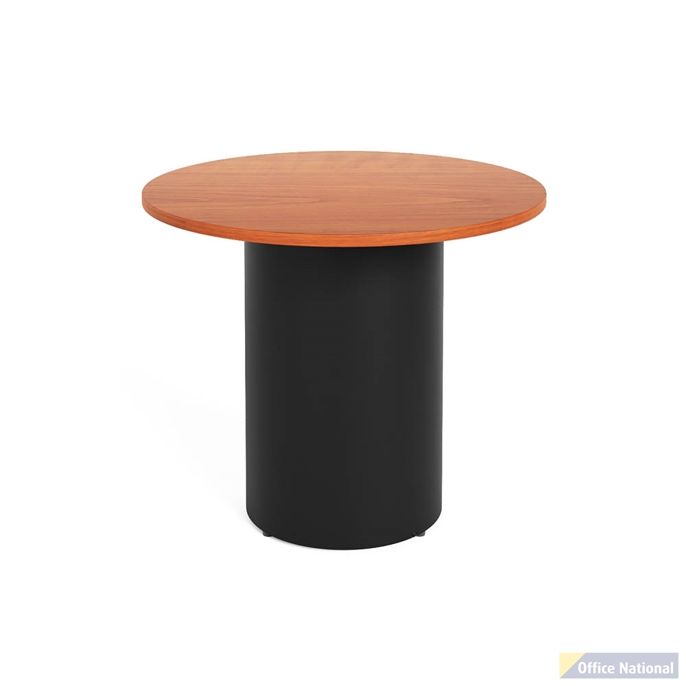 RAPIDLINE ROUND DRUM BASE TABLE 900 X 730MM CHERRY TOP AND BLACK P/C FRAME