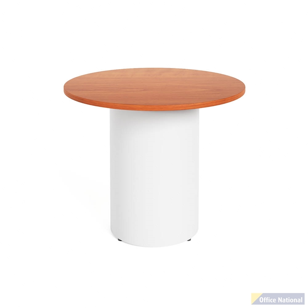 RAPIDLINE ROUND DRUM BASE TABLE 900 X 730MM CHERRY TOP AND WHITE P/C FRAME