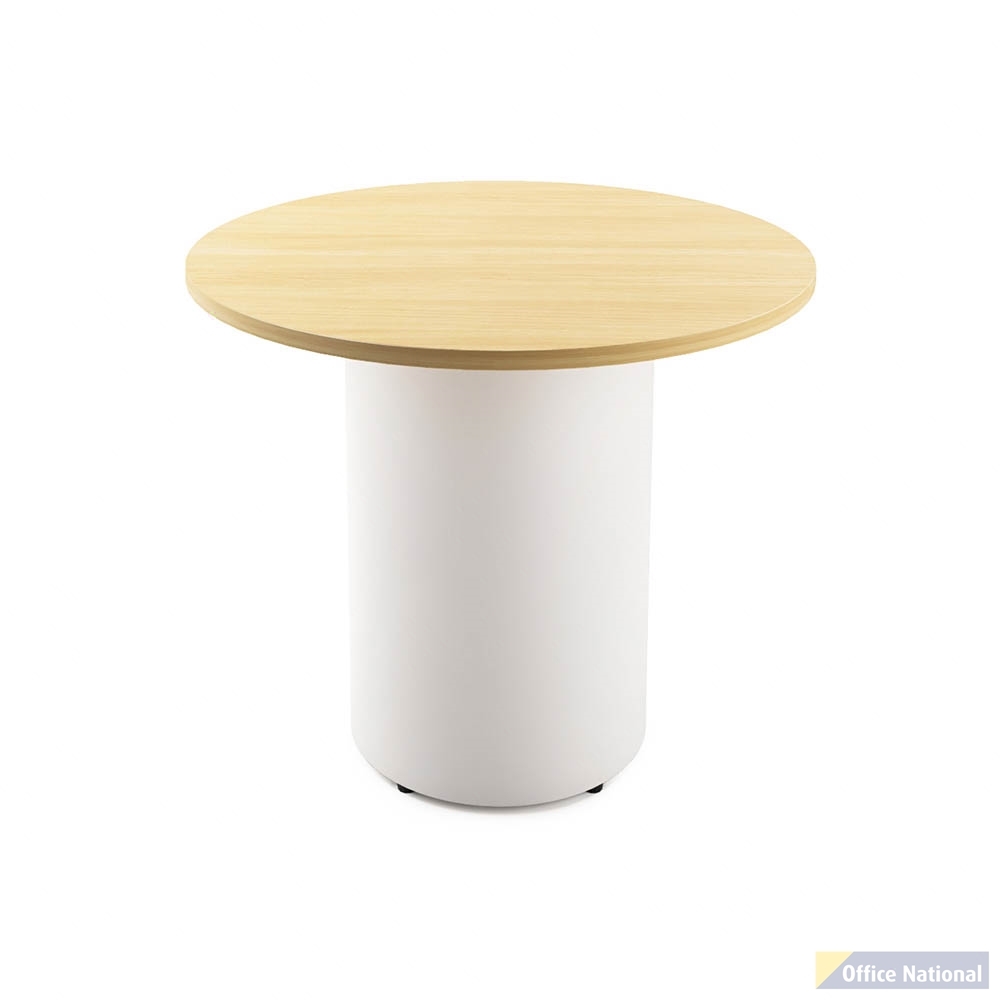 RAPIDLINE ROUND DRUM BASE TABLE 900 X 730MM NATURAL OAK TOP AND WHITE P/C FRAME
