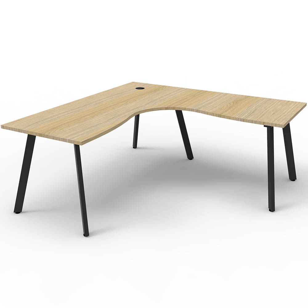 RAPIDLINE ETERNITY CORNER WORKSTATION 1 PERSON 1800 X 1500MM NATURAL OAK / BLACK