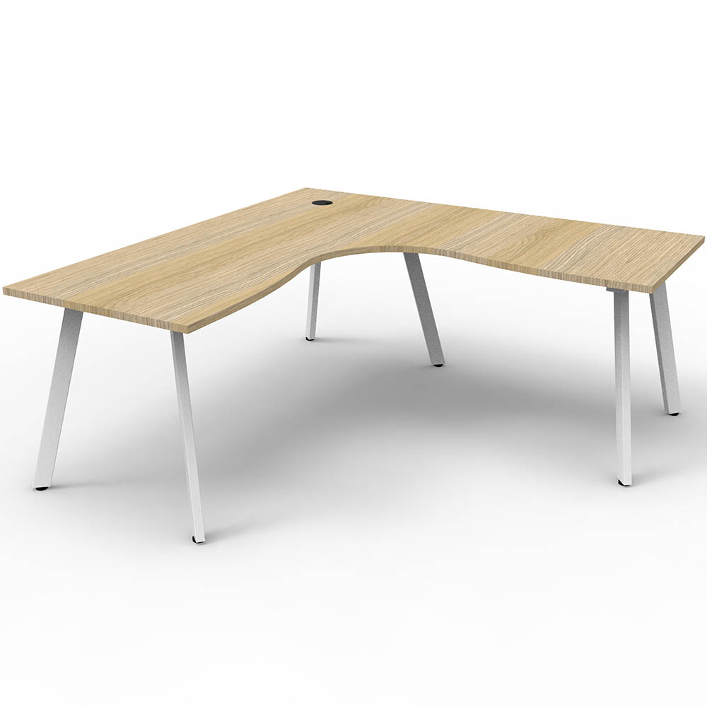 RAPIDLINE ETERNITY CORNER WORKSTATION 1 PERSON 1800 X 1500MM NATURAL OAK / WHITE SATIN