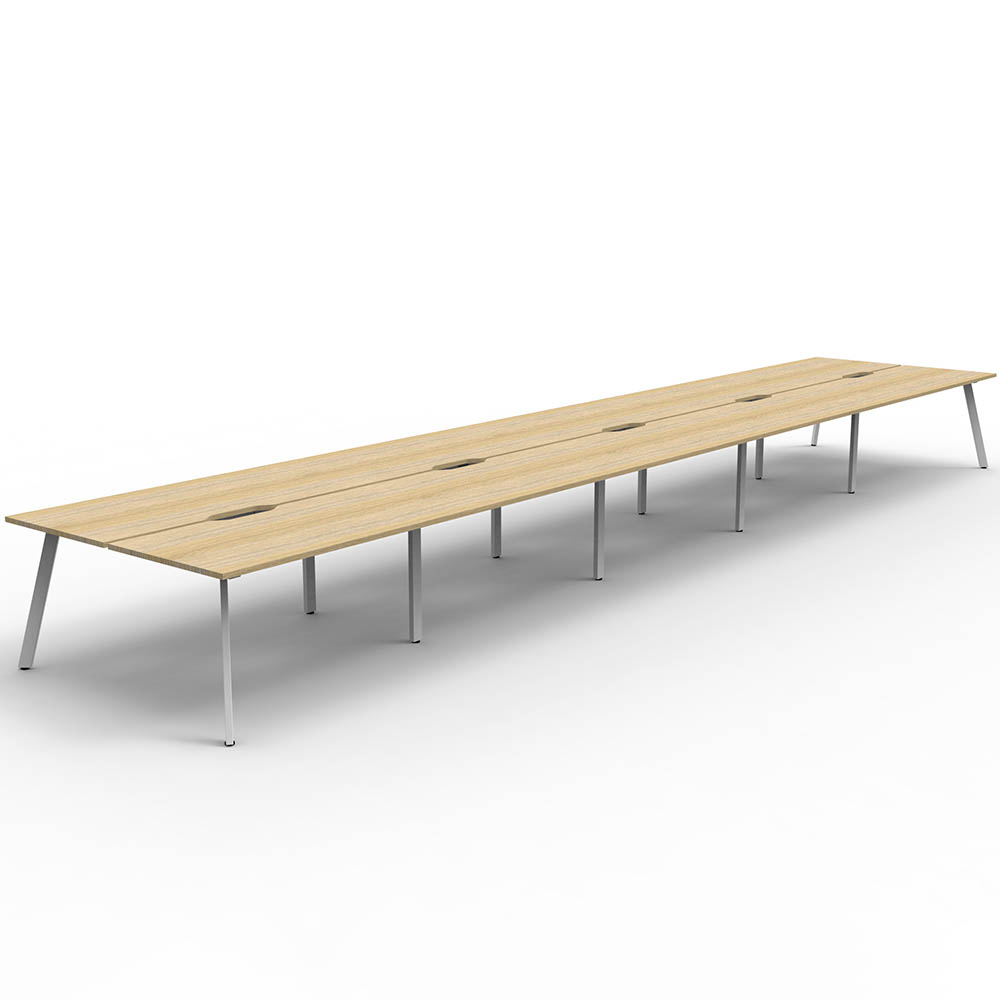 RAPIDLINE ETERNITY WORKSTATION 10 PERSON BACK TO BACK 1200 X 750MM NATURAL OAK / WHITE SATIN