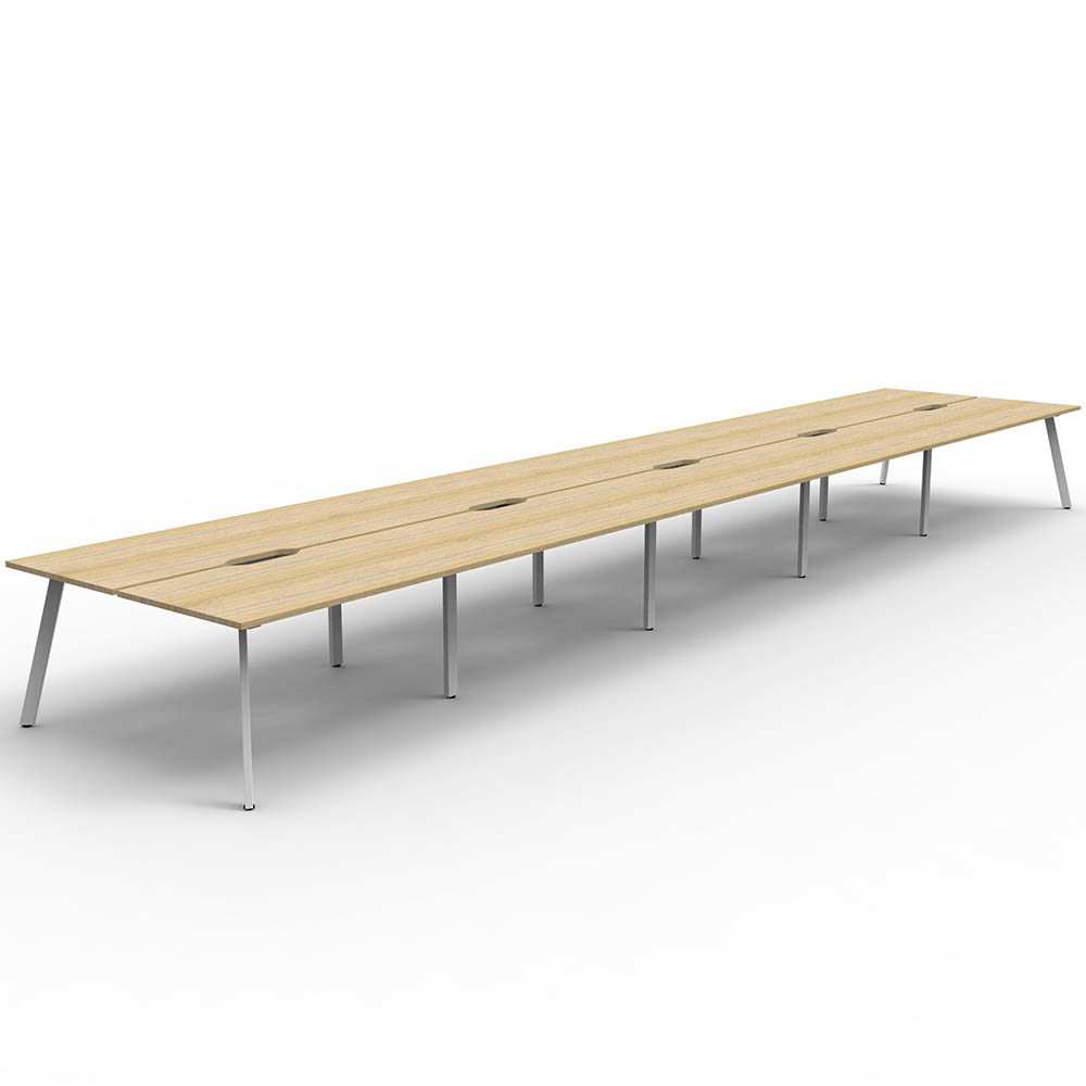 RAPIDLINE ETERNITY WORKSTATION 10 PERSON BACK TO BACK 1500 X 750MM NATURAL OAK / WHITE SATIN