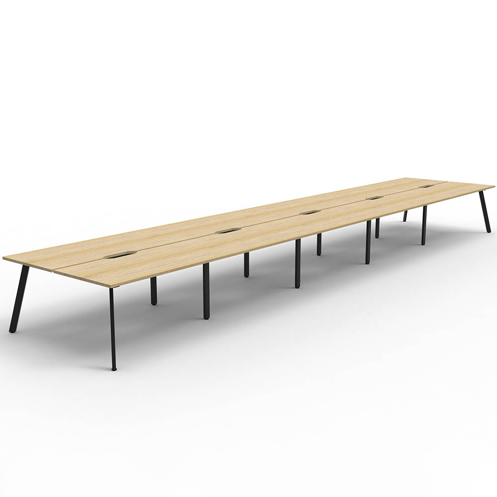 RAPIDLINE ETERNITY WORKSTATION 10 PEOPLE BACK TO BACK 1800 X 750MM NATURAL OAK / BLACK
