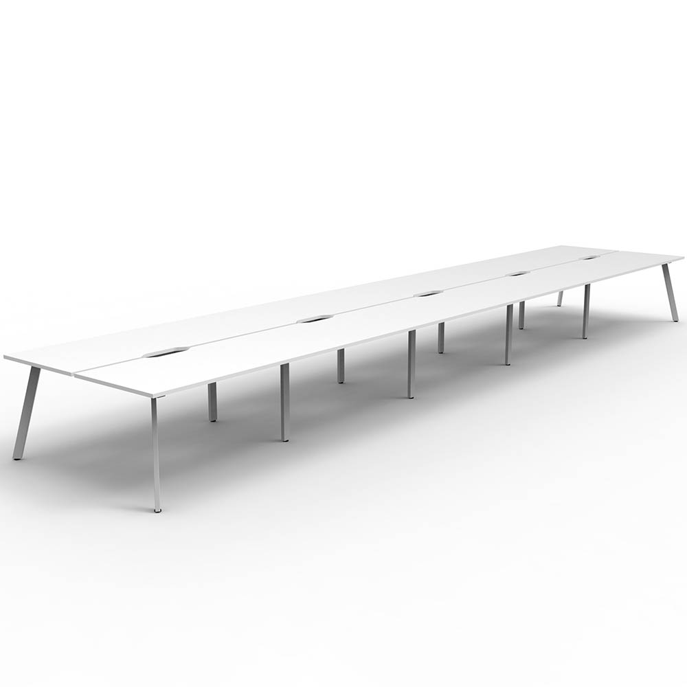 RAPIDLINE ETERNITY WORKSTATION 10 PEOPLE BACK TO BACK 1800 X 750MM NATURAL WHITE / WHITE SATIN