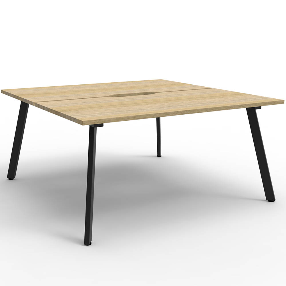 RAPIDLINE ETERNITY WORKSTATION 2 PERSON BACK TO BACK 1500 X 750MM NATURAL OAK / BLACK