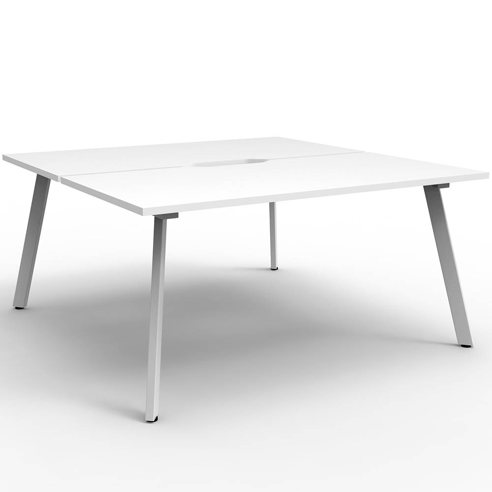 RAPIDLINE ETERNITY WORKSTATION 2 PERSON BACK TO BACK 1500 X 750MM NATURAL WHITE / WHITE SATIN