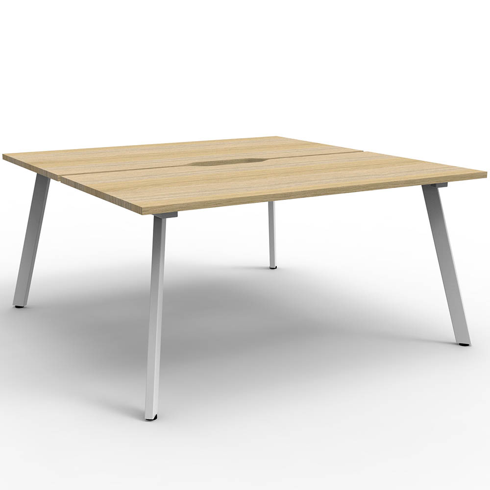 RAPIDLINE ETERNITY WORKSTATION 2 PERSON BACK TO BACK 1800 X 750MM NATURAL OAK / WHITE SATIN