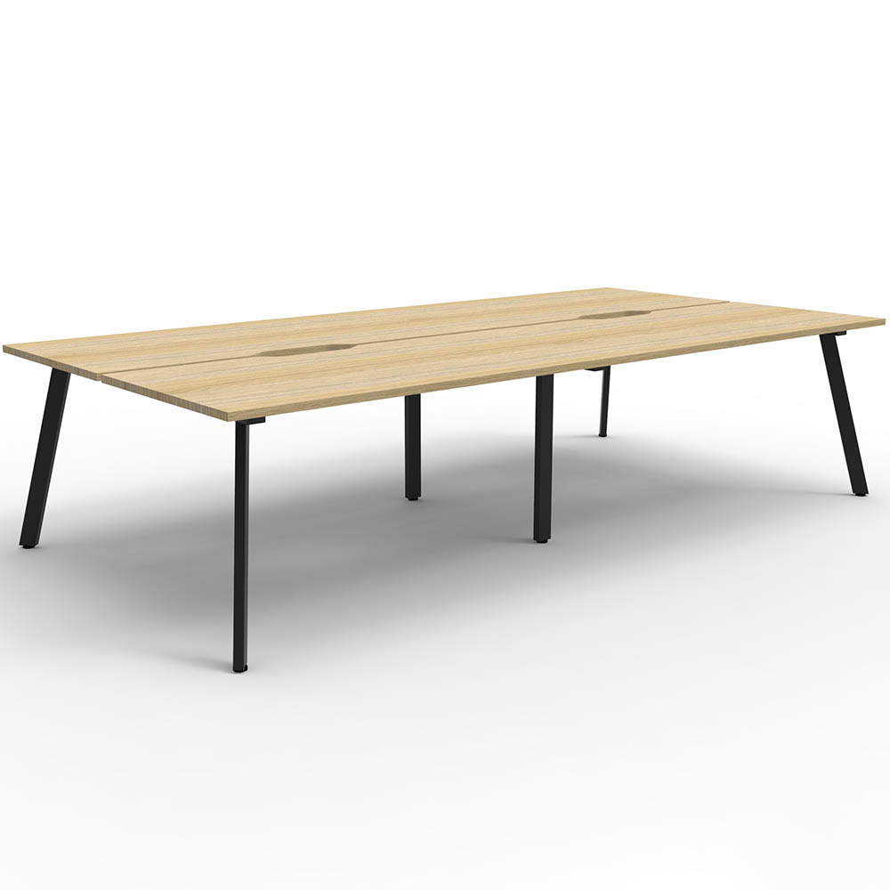 RAPIDLINE ETERNITY WORKSTATION 4 PERSON BACK TO BACK 1200 X 750MM NATURAL OAK / BLACK
