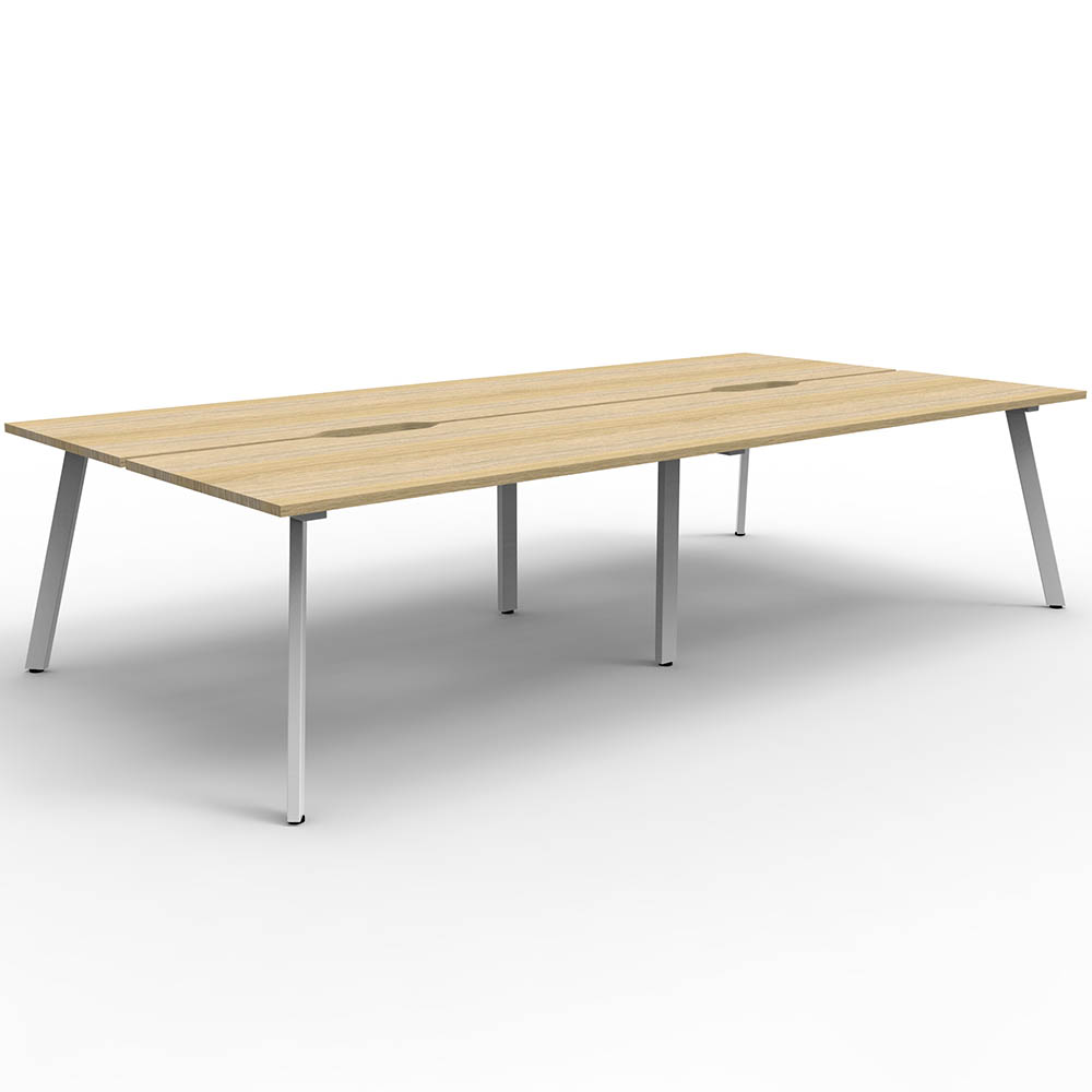 RAPIDLINE ETERNITY WORKSTATION 4 PERSON BACK TO BACK 1200 X 750MM NATURAL OAK / WHITE SATIN