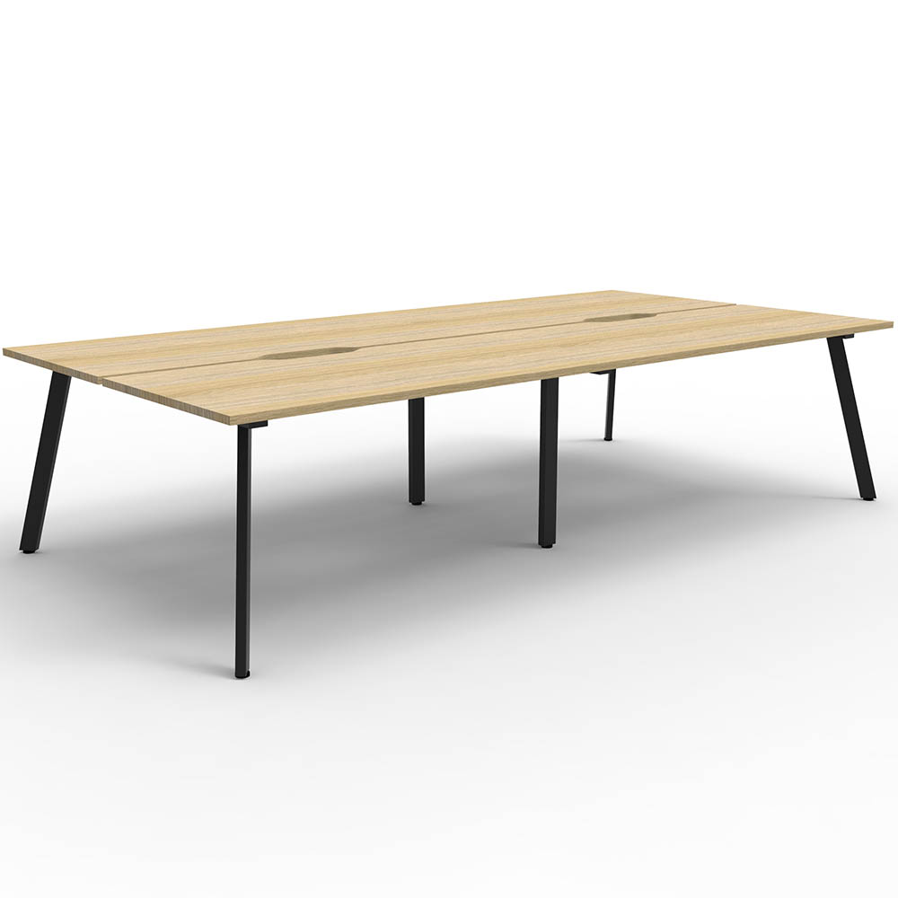 RAPIDLINE ETERNITY WORKSTATION 4 PERSON BACK TO BACK 1500 X 750MM NATURAL OAK / BLACK